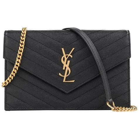 ysl monogram chain wallet black black|ysl envelope wallet on chain.